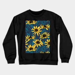 Yellow Rudbekia on navy Crewneck Sweatshirt